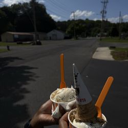 Frozen Caboose - Cookies & Cream + Cannoli topped with a sugar cone