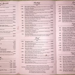 Hunan Restaurant East - Menu as of 8/2022