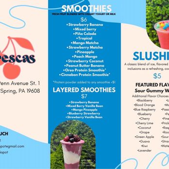 Frescas - Menu - Juice Bars & Smoothies Near Me - Sinking Spring, Pennsylvania Frescas - Menu - Juice Bars & Smoothies Near Me - Sinking Spring, Pennsylvania