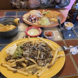 Steak fries and fish tacos