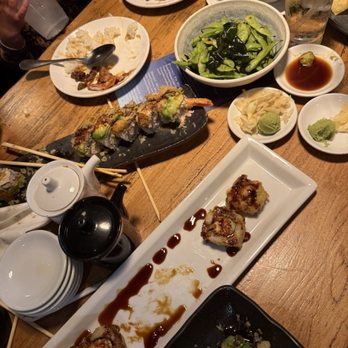 Amakara - Our food after we started gobbling down! - Sushi Bars Near Me - Dublin, California