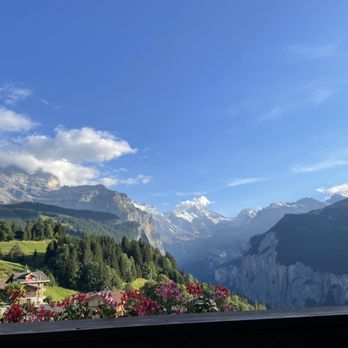 Restaurant Caprice - View from the balcony. - Italian Near Me - Wengen, BE Restaurant Caprice - View from the balcony. - Italian Near Me - Wengen, BE