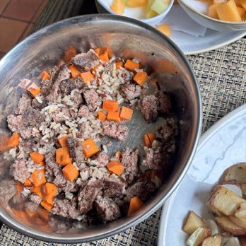 Terry's Restaurant + Lounge - Dog bowl: hamburger, rice, carrots and the fresh fruit from our brunch. - Lounges Near Me - Carmel, California Terry's Restaurant + Lounge - Dog bowl: hamburger, rice, carrots and the fresh fruit from our brunch. - Lounges Near Me - Carmel, California