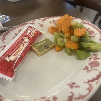 Turner Hall - Steamed veggies and the plastic tube of sour cream... - American Near Me - New Ulm, Minnesota