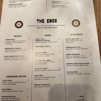 The Ends Restaurant - Dinner menu - New American Near Me - Scottsdale, Arizona The Ends Restaurant - Dinner menu - New American Near Me - Scottsdale, Arizona