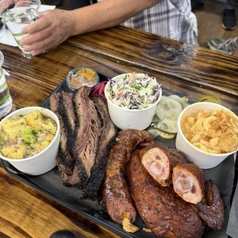 A&M BBQ - Apple slaw, Mac cheese, half chicken, cheddar jalapeño sausage, 1lb Brisket, potato salad - Barbeque Near Me - Sebastopol, California