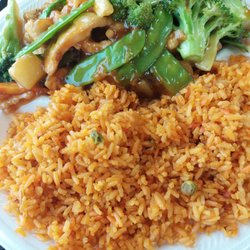 D&K Express - Pineapple Chicken customized with brocolli, no mushrooms  and add brocolli. Awful orange, no flavor fried rice.
