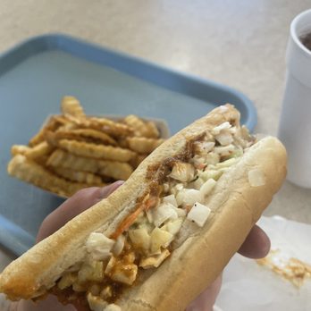 Burger Express - Medium hot dog and fries. - Burgers Near Me - Max Meadows, Virginia