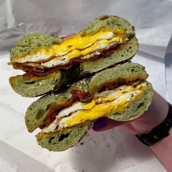 Proper Bagel - The New Yorker on a spinach everything bagel - Bagels Near Me - Nashville, Tennessee Proper Bagel - The New Yorker on a spinach everything bagel - Bagels Near Me - Nashville, Tennessee