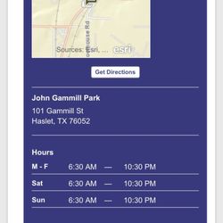 John Gammill Park - Hours of operation