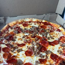 Pepperoni and sausage pizza