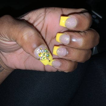 Just For Nails - Acrylic overlay on Natural nails w/ stone design & gel polish - Nail Salons Near Me - Stockbridge, Georgia Just For Nails - Acrylic overlay on Natural nails w/ stone design & gel polish - Nail Salons Near Me - Stockbridge, Georgia