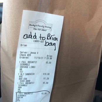 Rocky's Family Dining - the goods are in the bag - Diners Near Me - Westland, Michigan Rocky's Family Dining - the goods are in the bag - Diners Near Me - Westland, Michigan