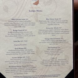 Quail Park on Cypress - Menu