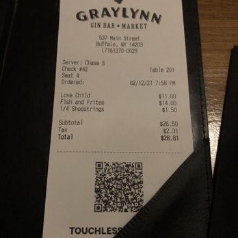 Graylynn - My bill. - Cocktail Bars Near Me - Buffalo, New York