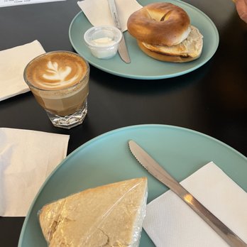 River Road Coffee and Popsicles - Cortado, bagel and vanilla bean scone - Coffee & Tea Near Me - Cocoa, Florida