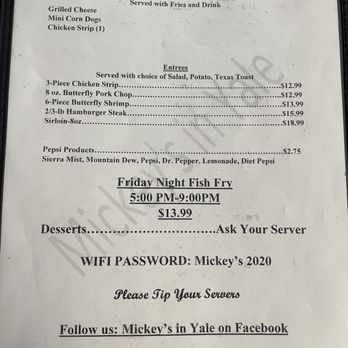 Mickey's in Yale - Menu - Bars Near Me - Yale, Iowa