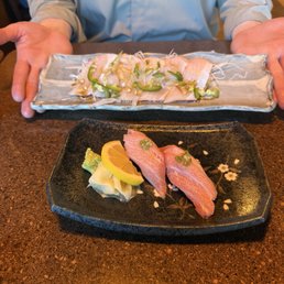 Jalapeño hamachi and toro nigiri Jalapeño hamachi and toro nigiri