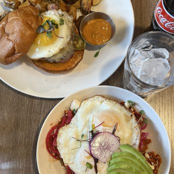 Rise & Dine Cuisine - Red Chilaquiles , Chipotle Breakfast Burger - Breakfast & Brunch Near Me - Westminster, California