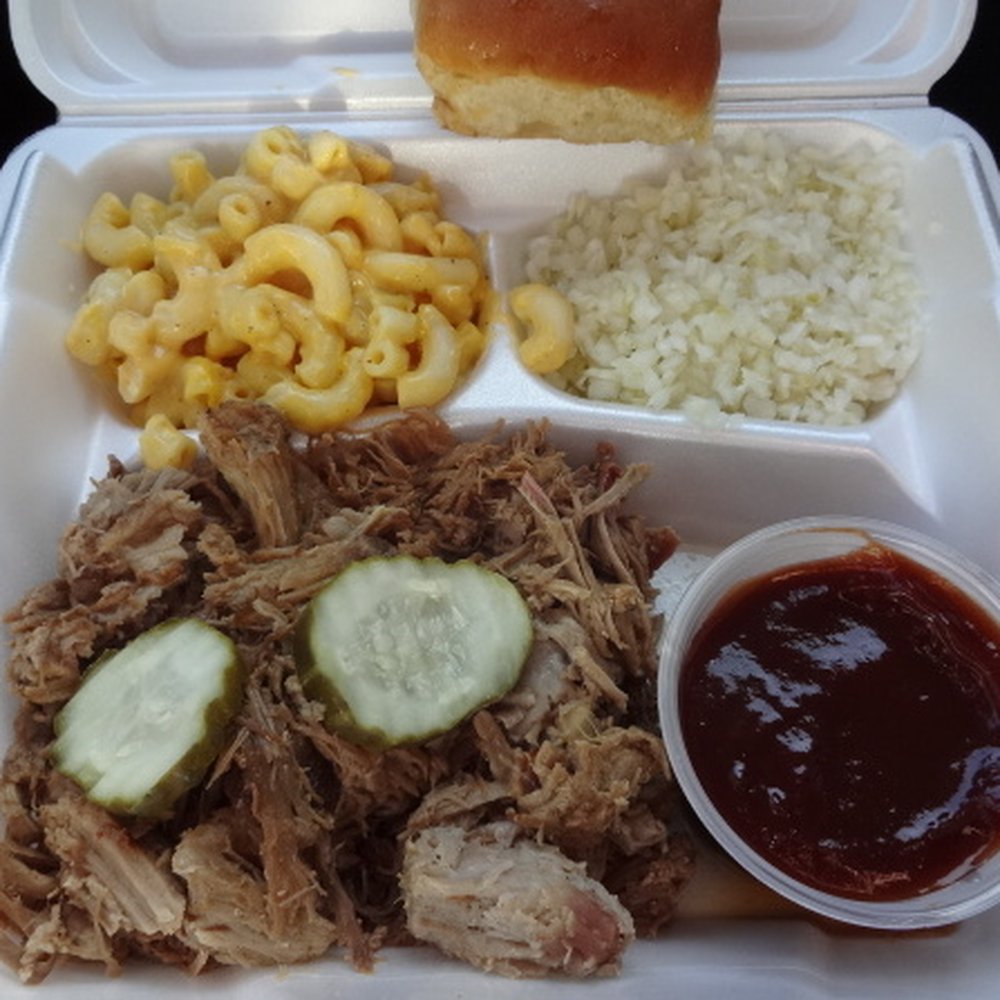 Henley's Bar-Bque - Pork platter with 2 sides -- Mac & Cheese and a vinegar based coleslaw. - Restaurants Near Me - Town Creek, Alabama Henley's Bar-Bque - Pork platter with 2 sides -- Mac & Cheese and a vinegar based coleslaw. - Restaurants Near Me - Town Creek, Alabama