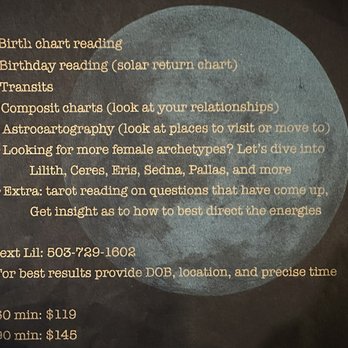 Astrology With Lil - Details and rates for astrological readings. - Astrologers Near Me - Portland, Oregon Astrology With Lil - Details and rates for astrological readings. - Astrologers Near Me - Portland, Oregon