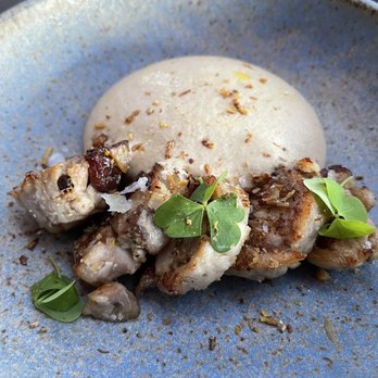 Uchiko Austin - Rabbit roulade with hazelnut mousse. - Sushi Bars Near Me - Austin, Texas Uchiko Austin - Rabbit roulade with hazelnut mousse. - Sushi Bars Near Me - Austin, Texas