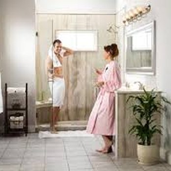 Re-Bath - Teakwood Natural Stone with Window Shower system - Plumbing Near Me - Round Rock, Texas Re-Bath - Teakwood Natural Stone with Window Shower system - Plumbing Near Me - Round Rock, Texas