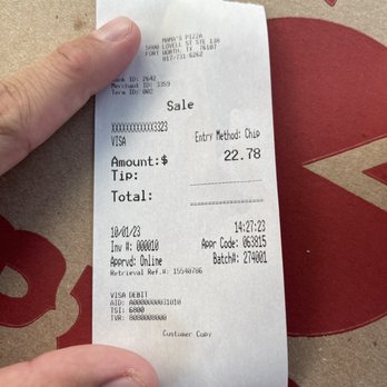 Mama's Pizza - The actual receipt of what was paid - Pizza Near Me - Fort Worth, Texas Mama's Pizza - The actual receipt of what was paid - Pizza Near Me - Fort Worth, Texas
