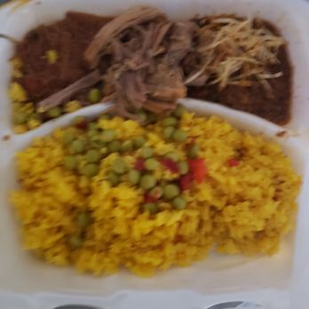 La Septima Cafe - Blurry pic but you get a scoop per meat. - Cuban Near Me - Brandon, Florida
