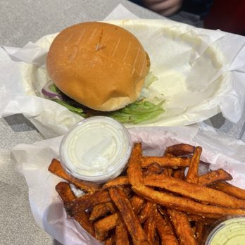Jeffrey's Hamburgers - Pineapple Teriyaki Burger and Sweet Potato Fries - Burgers Near Me - Menlo Park, California Jeffrey's Hamburgers - Pineapple Teriyaki Burger and Sweet Potato Fries - Burgers Near Me - Menlo Park, California