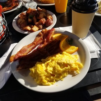 Stacks Pancake House - Outside dining..scrambled eggs, bacon, hot chocolate from STACKS - Breakfast & Brunch Near Me - Irvine, California Stacks Pancake House - Outside dining..scrambled eggs, bacon, hot chocolate from STACKS - Breakfast & Brunch Near Me - Irvine, California