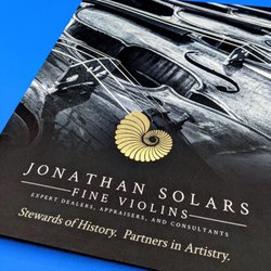 Bestype Printing - Full Color Brochures with Gold Foil Stamp printed for Jonathan Solars Fine Violins in Harlem, NYC