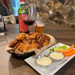 Powder Hound Pizza - Having an early wings dinner at The Hound... pineapple and teriyaki. They smell delish!!!!!!!