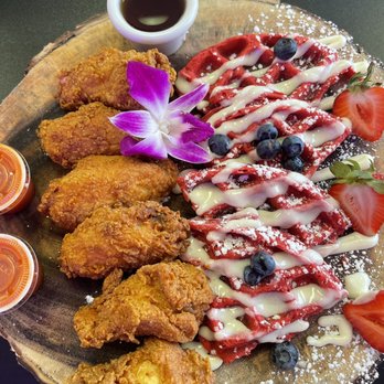 Queen’s Delight Cafe - Chicken & Red Velvet waffles - Cafes Near Me - Bridgeport, Connecticut Queen’s Delight Cafe - Chicken & Red Velvet waffles - Cafes Near Me - Bridgeport, Connecticut