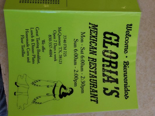Menu photo 2 Gloria's Mexican Restaurant New Braunfels, TX Menu photo 2 Gloria's Mexican Restaurant New Braunfels, TX