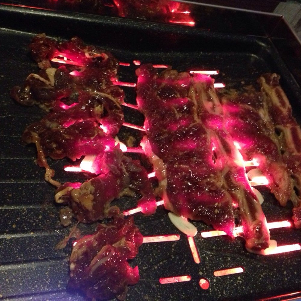 Mangetsu - LA Galbi and Bulgogi on the cooktop. - Japanese Near Me - Melbourne, Florida Mangetsu - LA Galbi and Bulgogi on the cooktop. - Japanese Near Me - Melbourne, Florida