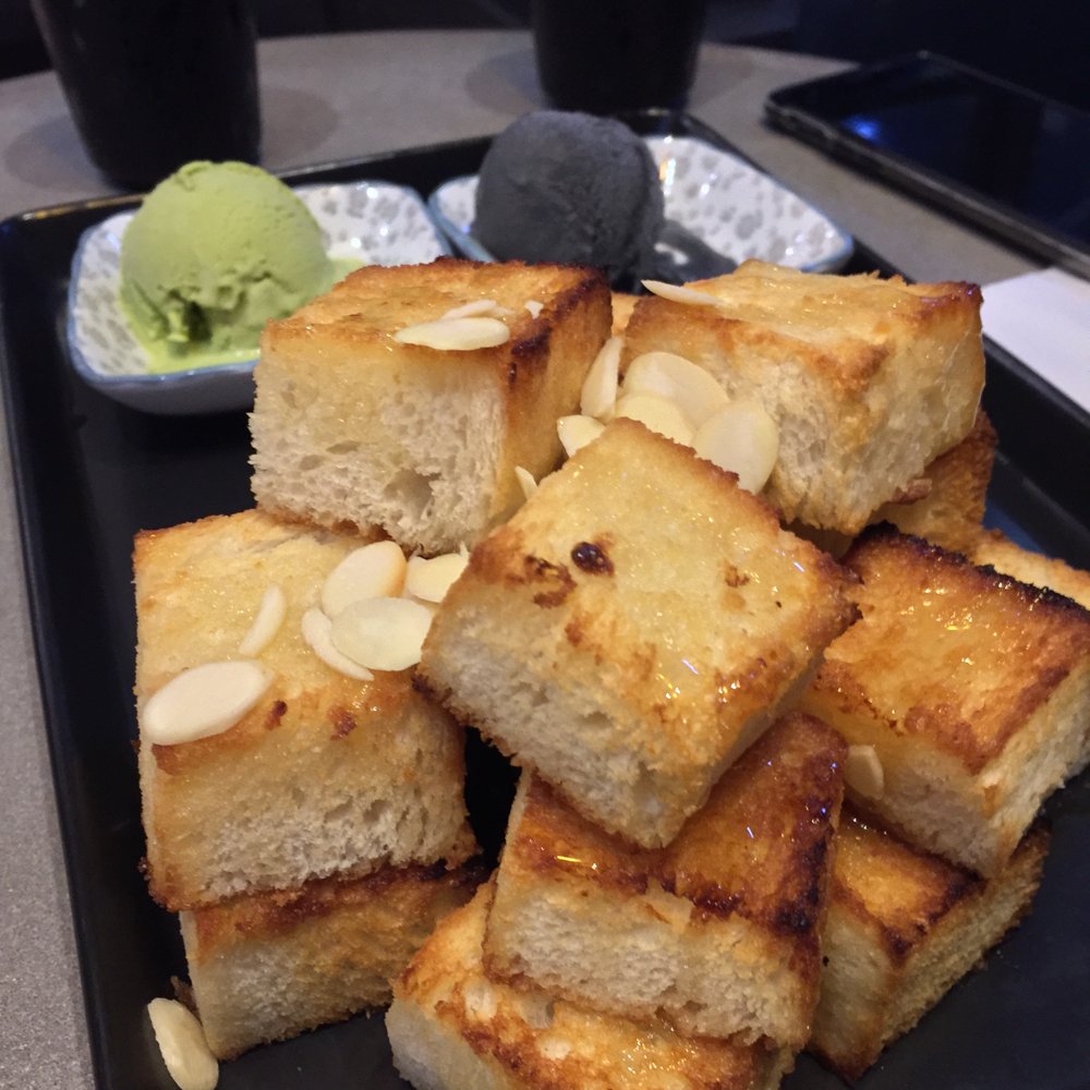 Bingsu Bean - Honey toast with black sesame ice cream and green tea/matcha ice cream - Desserts Near Me - Toronto, Ontario Bingsu Bean - Honey toast with black sesame ice cream and green tea/matcha ice cream - Desserts Near Me - Toronto, Ontario