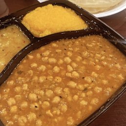 Halwa puri chaan, Aloo Chickpeas and potatoes with sweet cream of wheat Halwa puri chaan, Aloo Chickpeas and potatoes with sweet cream of wheat