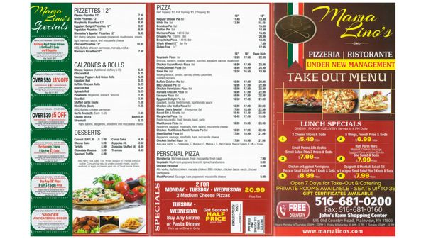 Menu photo 2 Mama Lino's Pizzeria Plainview, NY Menu photo 2 Mama Lino's Pizzeria Plainview, NY