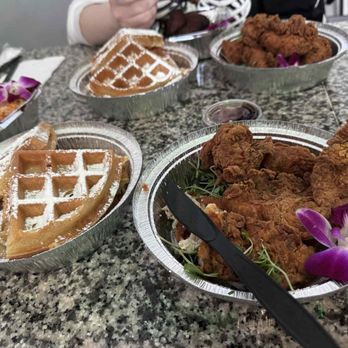 Neighborhood Kitchen - Chicken and honey cornbread waffles - Chicken Wings Near Me - Medford, Massachusetts