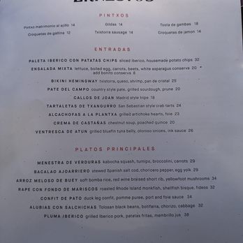 Ernesto’s - Menu 11/4 - Basque Near Me - New York, New York