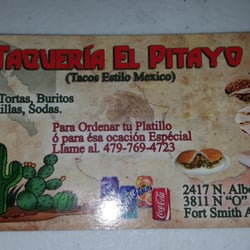 Taqueria El Pitayo - Their business card