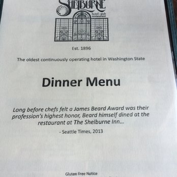 Shelburne Pub - Very simple menu. - American Near Me - Seaview, Washington