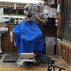 Kingwood Barber Shop - In the barber's chair.