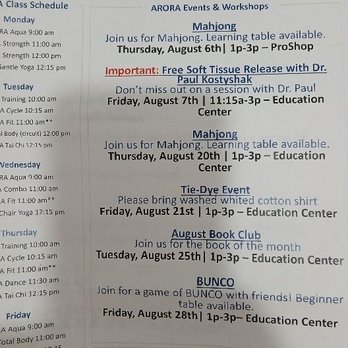 Life Time - August 2026 wonderful selection of Arora classes & workshops.. Thanks to Jim C.. Arora leader - Gyms Near Me - Roseville, California Life Time - August 2026 wonderful selection of Arora classes & workshops.. Thanks to Jim C.. Arora leader - Gyms Near Me - Roseville, California