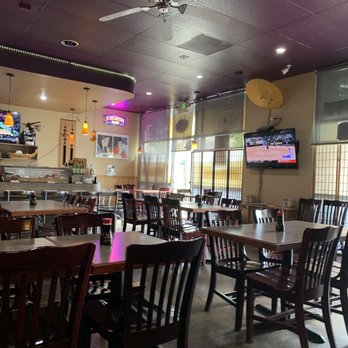 Aloha Sushi - The dining area with tv - Sushi Bars Near Me - Folsom, California