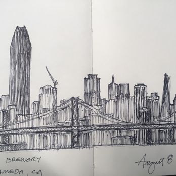 Faction Brewing - Sketch of SF from the patio - Breweries Near Me - Alameda, California Faction Brewing - Sketch of SF from the patio - Breweries Near Me - Alameda, California
