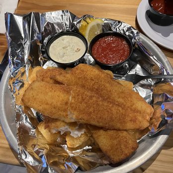 Angell Brothers - Double flounder with tater tots - New American Near Me - Surfside Beach, South Carolina Angell Brothers - Double flounder with tater tots - New American Near Me - Surfside Beach, South Carolina