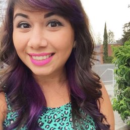 Purple hair with bangs