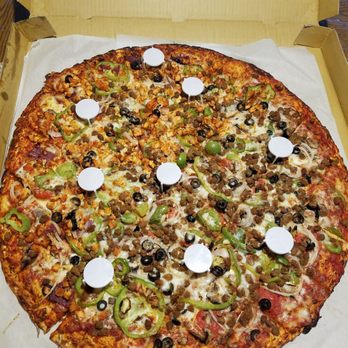 Halal Pizza - 24 inch "whole Italy" pizza, half Shera and half combination. Large enough to feed 7 adults. Crust was thin and crispy and lots of toppings. - Pizza Near Me - Stockton, California